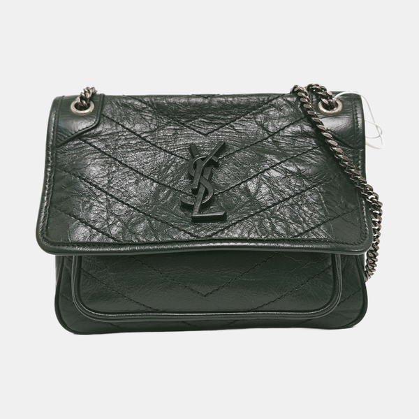 NIKI Small Chevron Calfskin Green