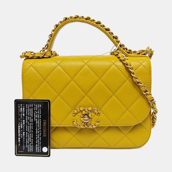 CHAIN INFINITY TOP HANDLE Quilted Lambskin Yellow