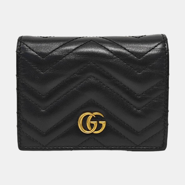 GG Marmont Mini Quilted Calfskin Black Card Holder
