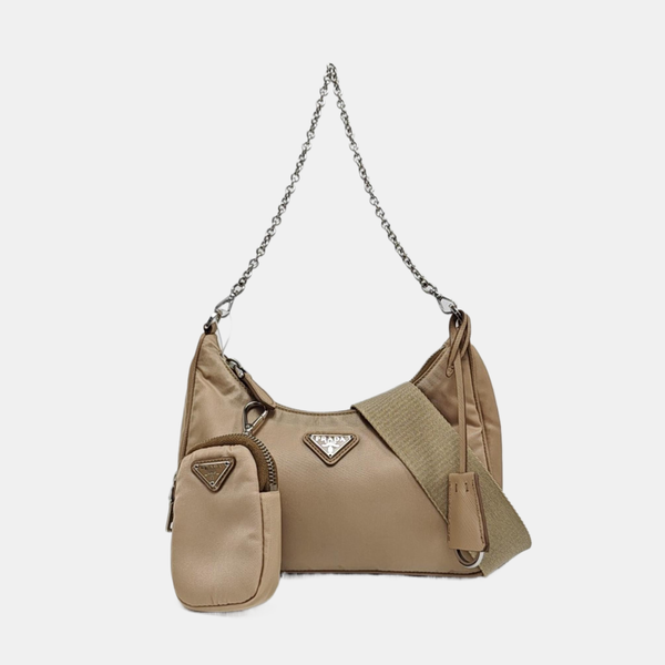 Authenticated pre-owned Re-Edition2005 Nylon Beige - Shoulder Bag at Looply
