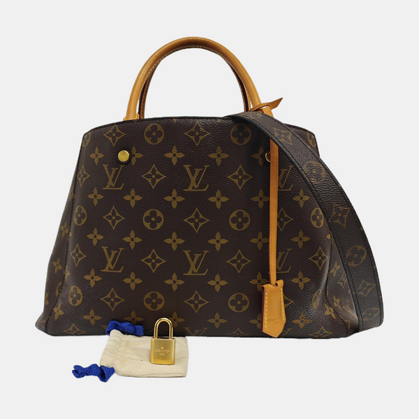 MONTAIGNE MM Monogram Coated Canvas Brown