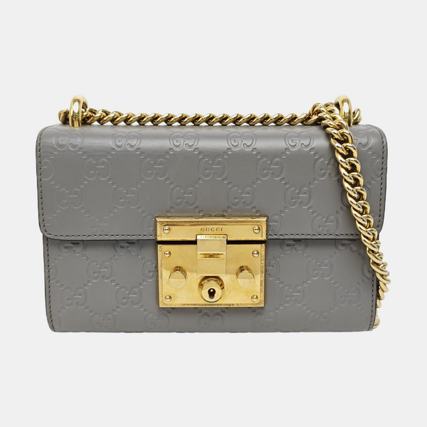 Padlock Small Monogram Calfskin Gray