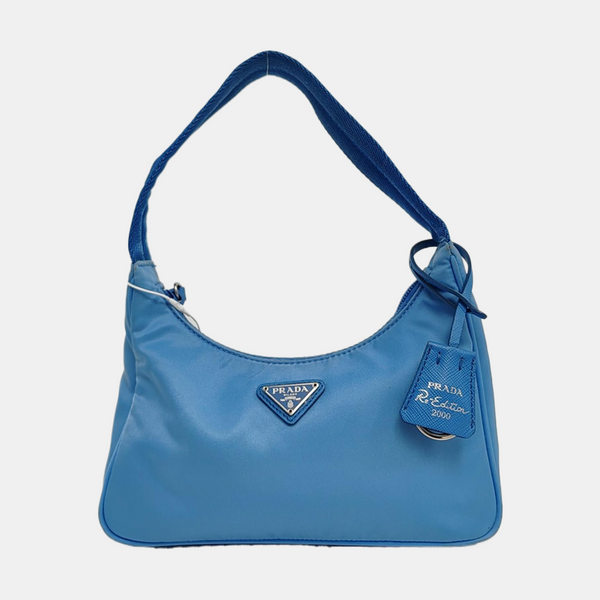 Authenticated pre-owned Re-Edition2000 Mini Nylon Blue - Top Handle Bag at Looply
