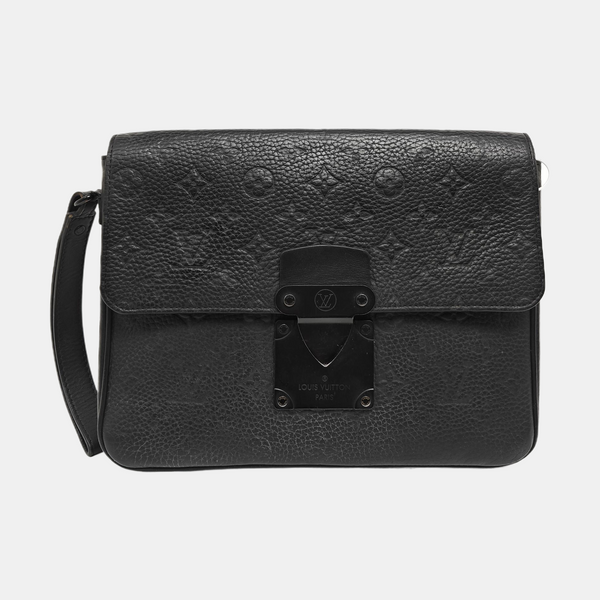 S LOCK Monogram Calfskin Black