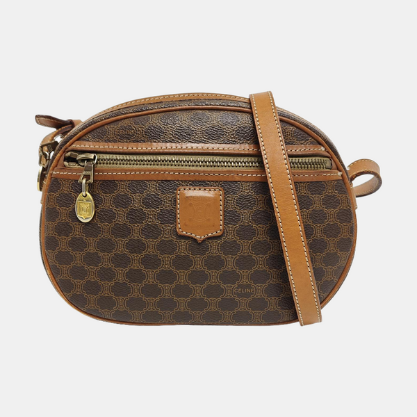 Coated Canvas Shoulder Bag Brown