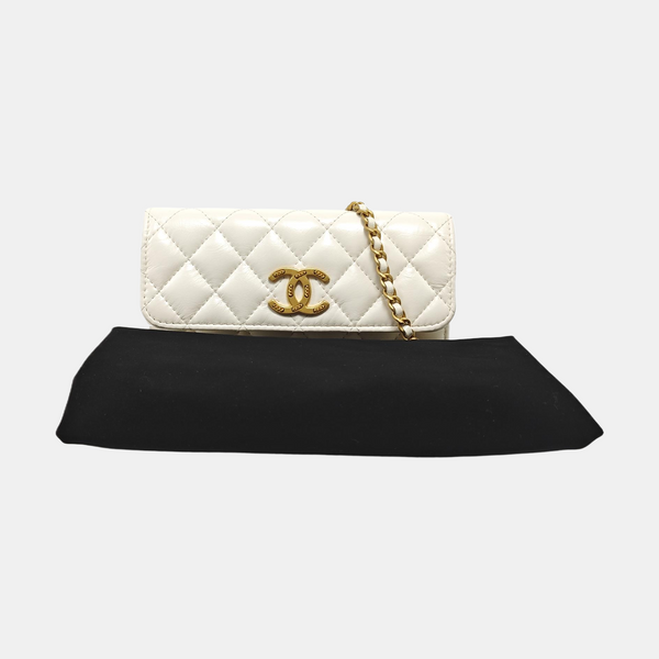 Quilted Calfskin Shoulder Bag White