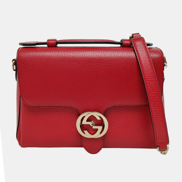 Interlocking G Large Calfskin Red