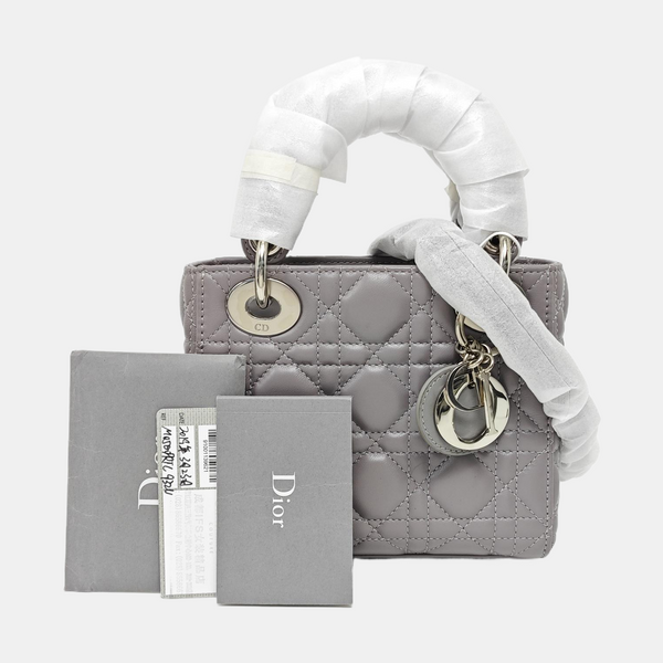Lady Dior Mini Lambskin Gray