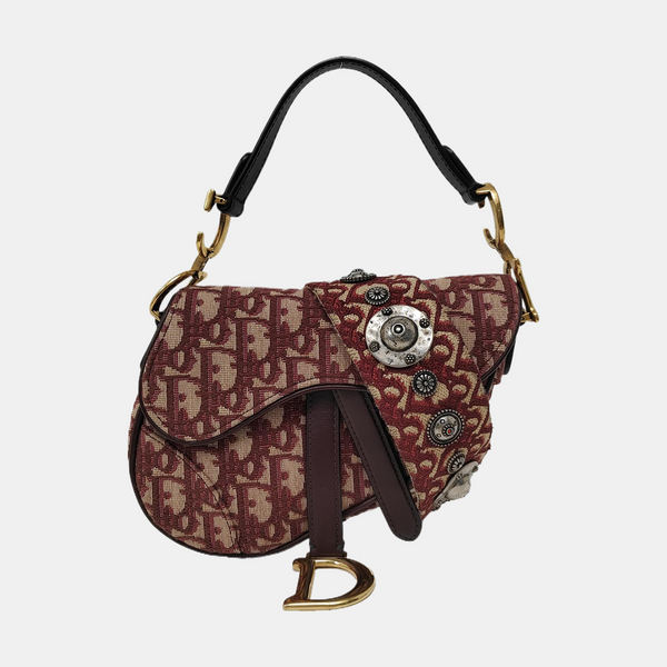 Authenticated pre-owned Saddle Mini Oblique Canvas Red - Shoulder Bag at Looply