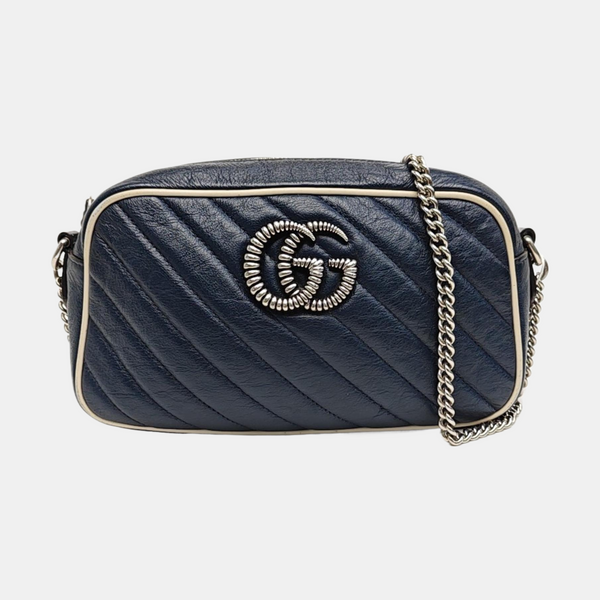 GG Marmont Small Quilted Calfskin Blue