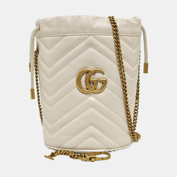GG Marmont Mini Quilted Calfskin White