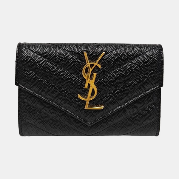 MONOGRAM Small Chevron Calfskin Black Card Holder