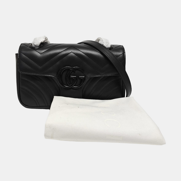 GG Marmont Small Quilted Calfskin Black