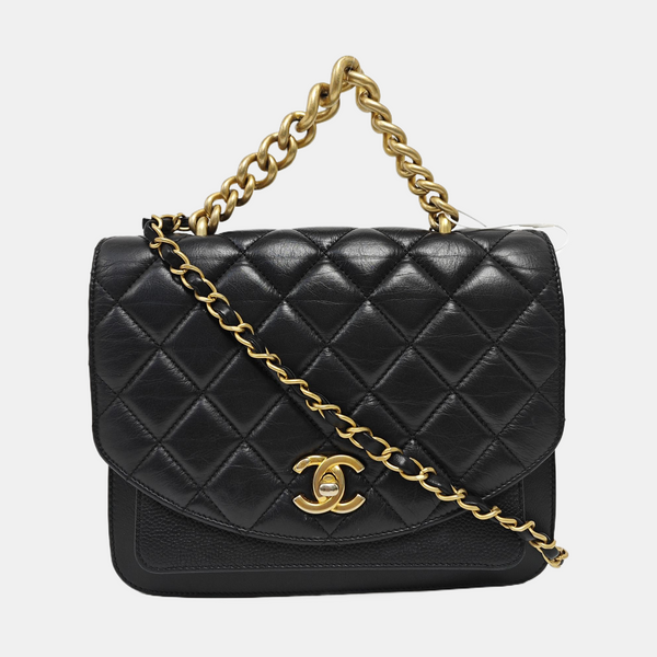 Quilted Calfskin Shoulder Bag Black