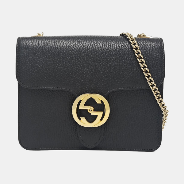Interlocking G Small Calfskin Black