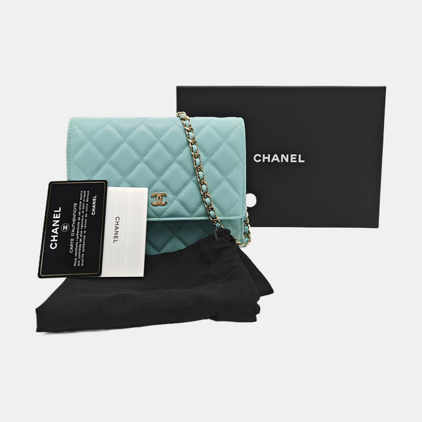 Quilted Grained Calfskin Blue