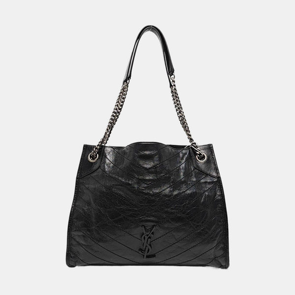 NIKI Medium Chevron Calfskin Black