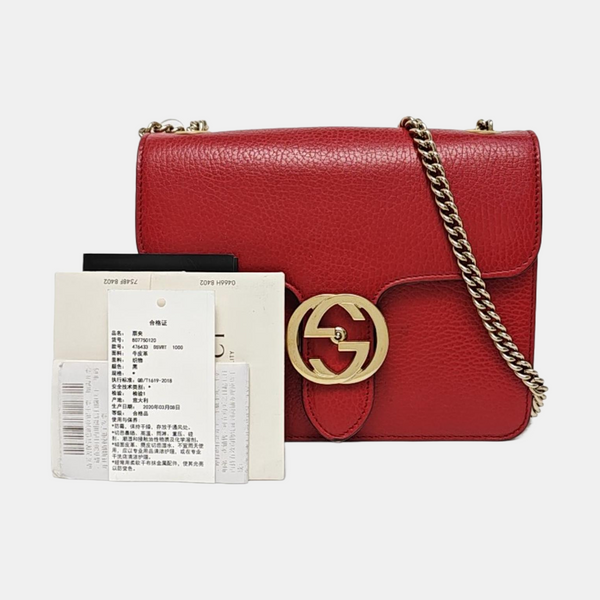 Interlocking G Small Calfskin Red