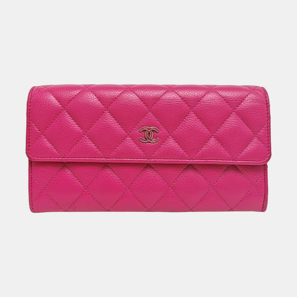Quilted Grained Calfskin Wallet Red