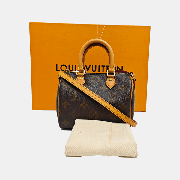 SPEEDY Nano Monogram Coated Canvas Brown
