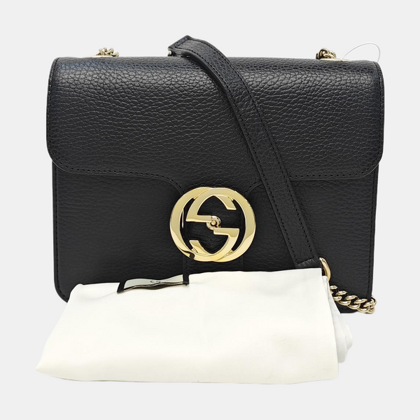 Interlocking G Small Calfskin Black
