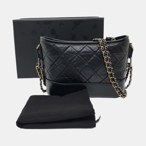 GABRIELLE Small Quilted Calfskin Black