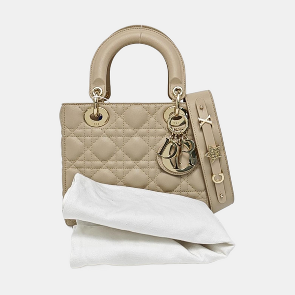 Lady Dior Small Cannage Lambskin Beige
