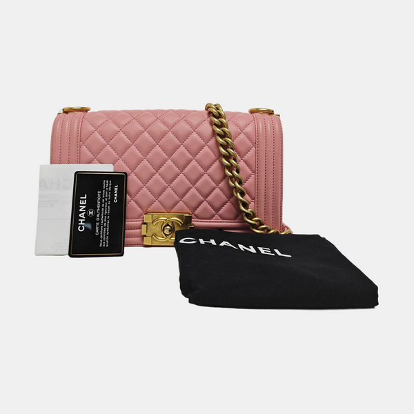 BOY CHANEL Medium Quilted Calfskin Pink