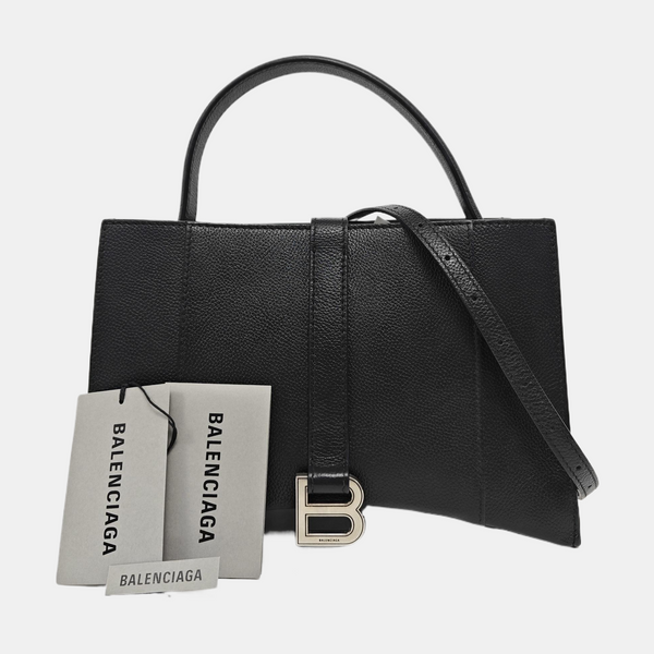 Hourglass East West Tote Small Calfskin Black