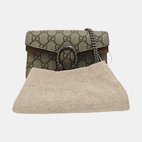 Dionysus Super Mini Monogram Coated Canvas Beige