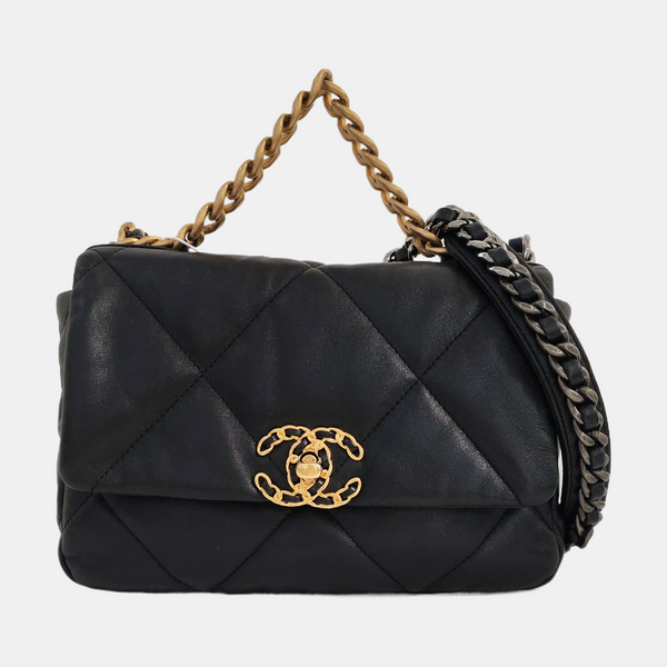 CHANEL 19 Small Quilted Lambskin Black
