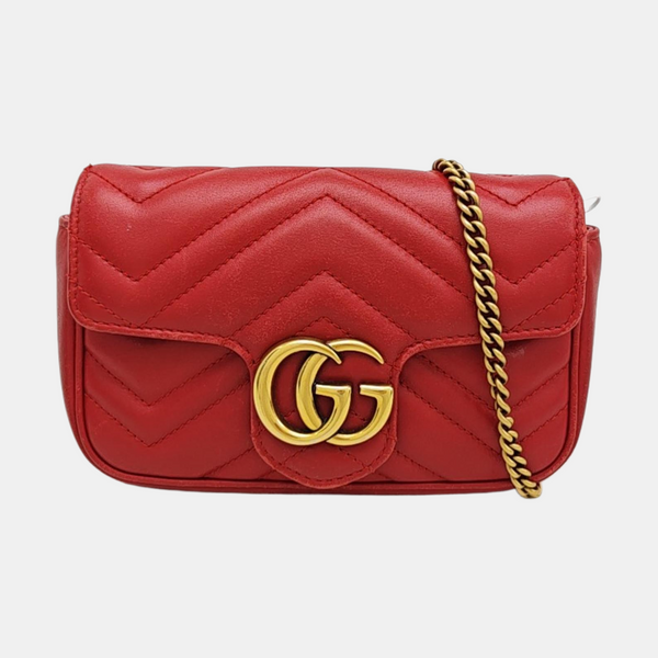 GG Marmont Mini Quilted Calfskin Red