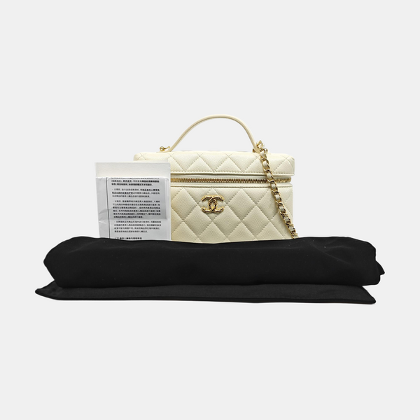 Quilted Grained Calfskin Shoulder Bag Yellow