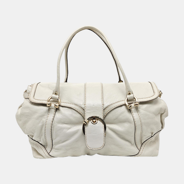 Calfskin Top Handle Bag White