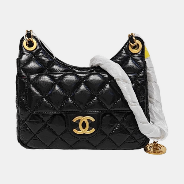 23C HOBO Small Quilted Calfskin Black