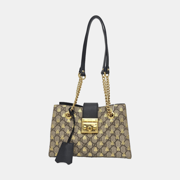 Padlock Small Monogram Coated Canvas Beige