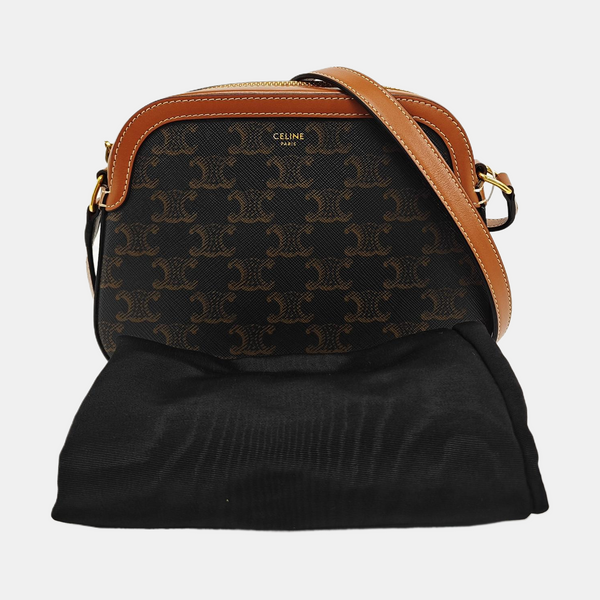 Authenticated pre-owned TRIOMPHE CANVAS Small Coated Canvas Brown - Crossbody Bag at Looply