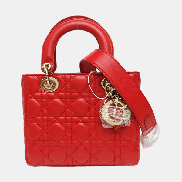 Lady Dior Small Cannage Lambskin Red