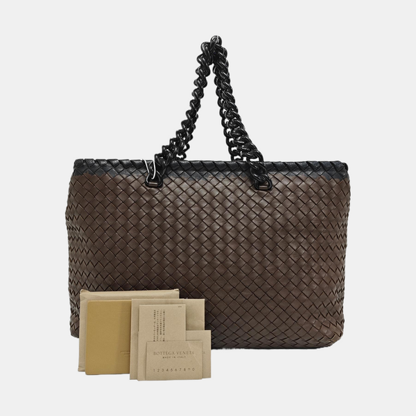Lambskin Top Handle Bag Brown