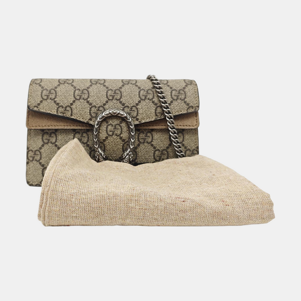 Dionysus Super Mini Monogram Coated Canvas Beige