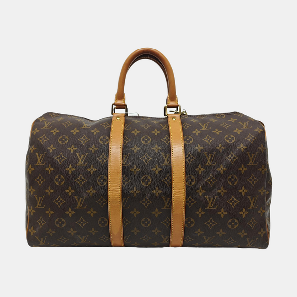 KEEPALL 45 Monogram Coated Canvas Brown