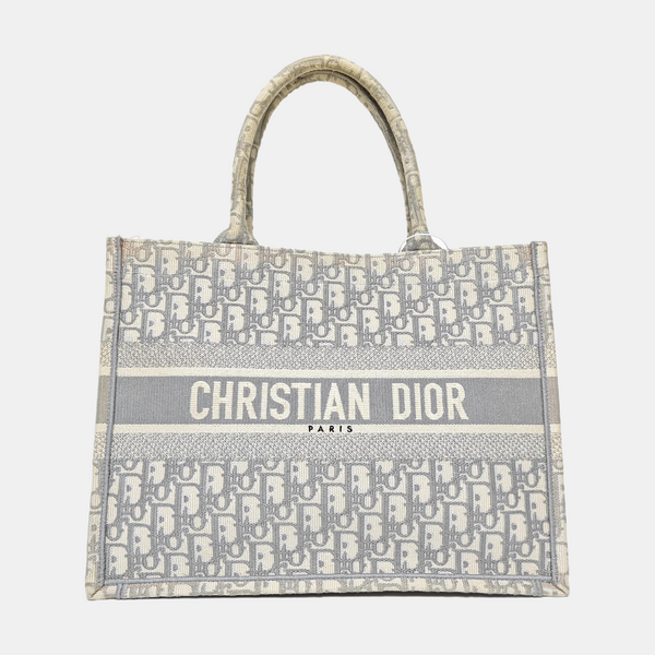 Book Tote Medium Oblique Canvas White