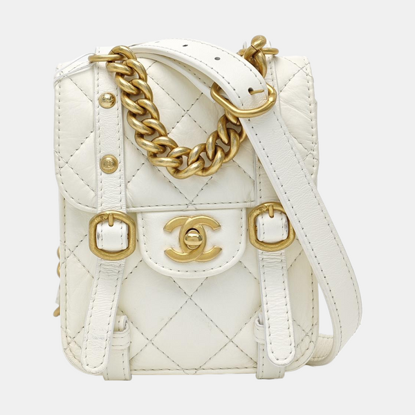 Quilted Calfskin Shoulder Bag Mini White