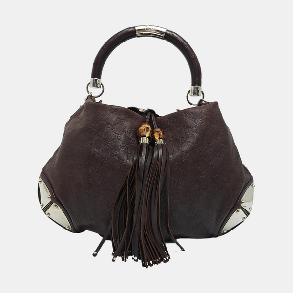 Monogram Calfskin Top Handle Bag Brown