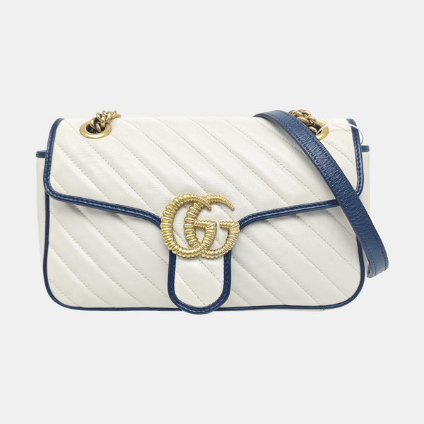 GG Marmont Medium Quilted Calfskin White