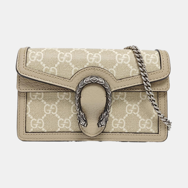Dionysus Super Mini Monogram Coated Canvas Beige