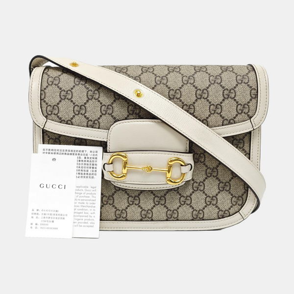 Horsebit 1955 Small Monogram Coated Canvas Beige