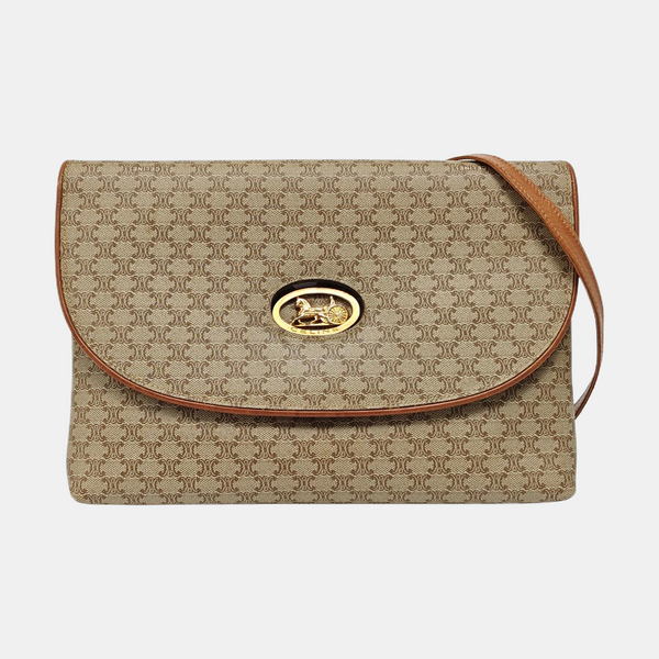 Coated Canvas Shoulder Bag Brown