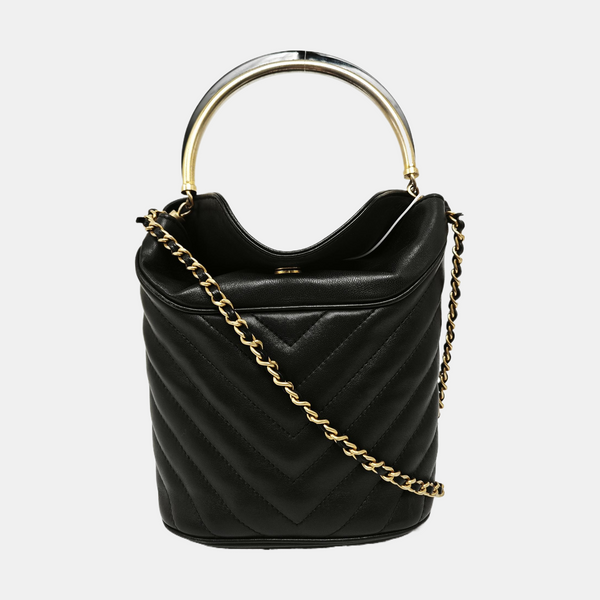 Quilted Calfskin Bucket Bag Black