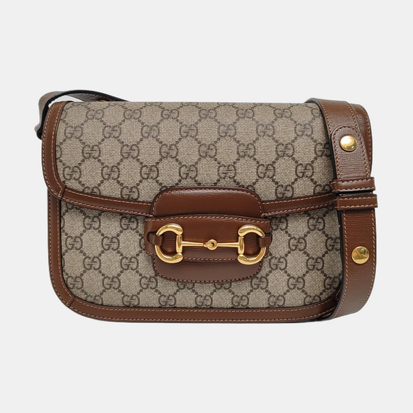 Horsebit 1955 Medium Monogram Coated Canvas Beige